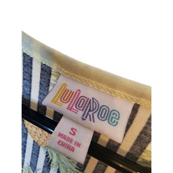 LuLaRoe sleeveless dress with pineapple and stripe pattern. Pockets. Size S - Picture 3 of 4